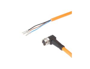 Złącze kablowe M8 żeńskie 3-PINowe kątowe wolny koniec niezarobiony 3x0,25mm fi4,6mm 60V -40-90stC 2m IP67 VK20R071