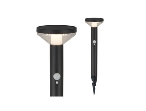 Solarna lampa LED z czujnikiem Maclean, czarna, 3 tryby świecenia MCE465 B