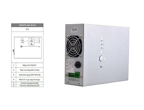 LiftUPS-1k5-LCD-BC60 Zasilacz awaryjny 1500VA 900W 60V z LCD