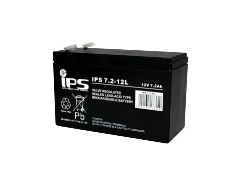 IPS 7.2-12L Akumulator AGM 12V 7,2Ah 6-9lat T2 6,3mm