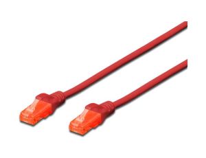 Kabel krosowy (patch cord) RJ45-RJ45 kat.6 U/UTP AWG 26/7 PVC 10m czerwony DK-1612-100/R