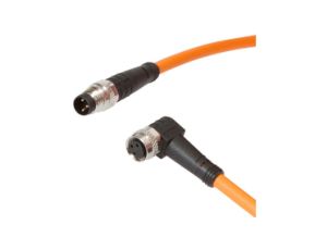 Kabel konfekcjonowany obustronny złącze M8 żeńskie 3-PIN kątowe M8 męskie 3-PIN proste 3x0,25mm z kablem 1m IP67 VK10RF70