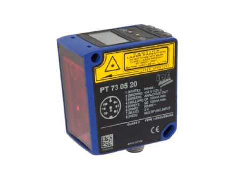 Czujnik laserowy odbiciowy 73x60x37mm Sn: 200-20000mm 24V DC PNP/NPN Push-pull 0-10V/4-20mA złącze M12 8pin IP67 PT730520