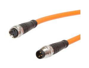 Złącze do samokonfekcjonowania M8 proste żeńskie 3pin M8 męskie proste 3pin 3x0.25mm PUR 60V -40-90 stC z kablem 2m IP69K VK20R