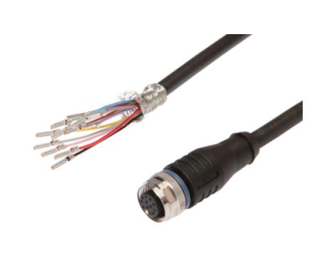 Złącze kablowe M12 żeńskie proste 12-pinowe druga końcówka niezarobiona 12x0,14mm z kablem 5m PUR 250V -30-90 stC IP67 VK505C25