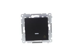 Simon 54 Przycisk światło” z podświetleniem LED (moduł) 10AX 250V szybkozłącza, czarny mat DS1L.01/49