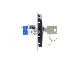 Simon 54 Łącznik na kluczyk chwilowy przycisk (moduł) 2 poz. 0-I styk NO 5A 250 wyjęcie klucza w pozycji 0 czarny mat DP1K.01/49