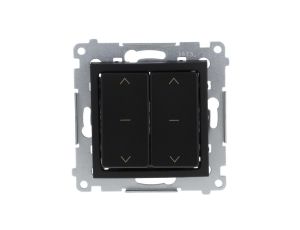 Simon 54 Łącznik roletowy podwójny (moduł) 10A 250V szybkozłącza. W komplecie z pierścieniem dekoracyjnym czarny mat DZW2.01/49