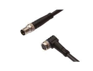 Kabel konfekcjonowany obustronny złącze M8 żeńskie 3-PINowe kątowe M8 męskie 3-PINowe proste 3x0,34mm 0,3m PUR IP67 VK030F70