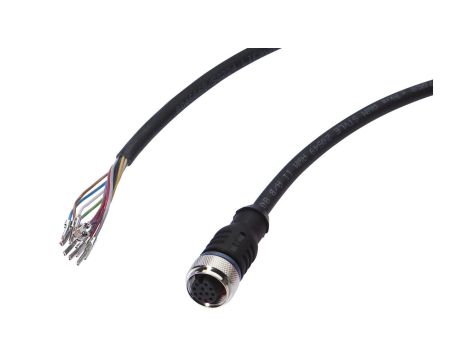 Kabel konfekcjonowany jednostrony złącze M12 żeńskie 12-PIN proste wolny koniec przewodu 12x0,14mm 5m IP67 30V 90stC VK500C25