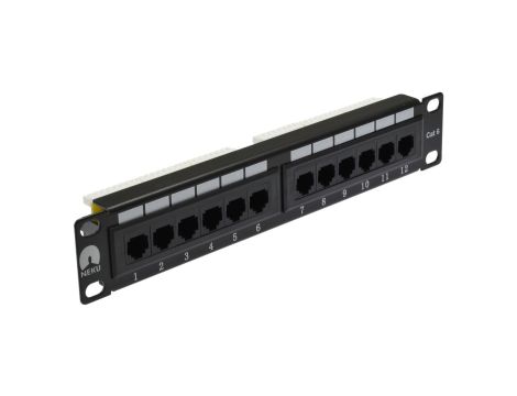 Patch panel RACK 10 cali 1U kat.6 12p UTP czarny NEKU