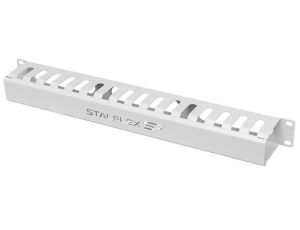 Organizator kabli RACK 19 cali 1U metalowy zamykany grzebieniowy szary