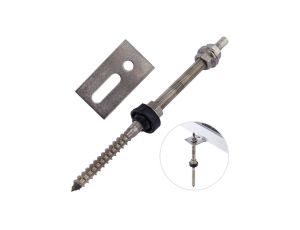 Śruba dwugwintowa M10x200mm nierdzewna A2 z uszczelką EPDM + adapter montażowy 45x80x3mm 55.0034