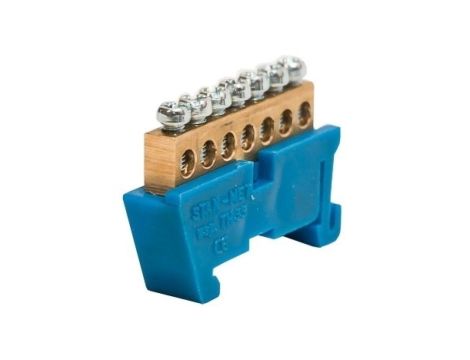 Listwa zaciskowa zerowa 7x10mm2 niebieska TH 35-7/N