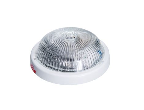 Oprawa ALFA, E27 z mikrofalowym czujnikiem ruchu 24V, 60W, biała-polipropylen, klosz przeźroczysty-szkło, IP44 A2210-HF24V