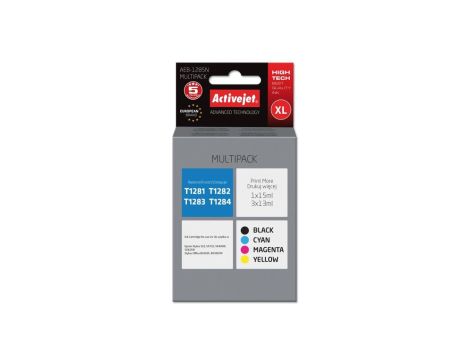 Tusz Activejet AEB-1285N (zamiennik Epson T1281, T1282, T1283, T1284 Supreme 1 x 15 ml, 3 x 13 ml czarny, czerwony, niebieski, ż