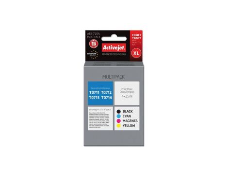 Tusz Activejet AEB-715N (zamiennik Epson T0715 Supreme 4 x 15 ml czarny, czerwony, niebieski, żółty)