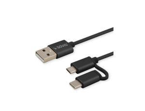 Kabel SAVIO CL-128 (Micro USB typu B, USB typu C - USB 2.0 typu A 1m kolor czarny)