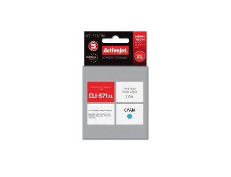 Tusz Activejet ACC-571CNX (zamiennik Canon CLI-571C XL Supreme 12 ml niebieski)