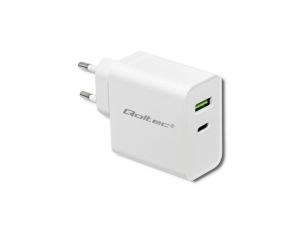 Qoltec Ładowarka sieciowa 45W 5-20V 2.4-3A USB typ C PD USB 3.0 Biała
