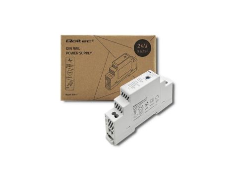 Qoltec Zasilacz na szynę DIN 15W 24V 0.625A Szary