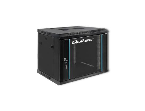 Qoltec Szafa RACK 19 9U 600 x 500 x 450 Hartowane drzwi Wisząca Stalowa obudowa Zamek Czarna