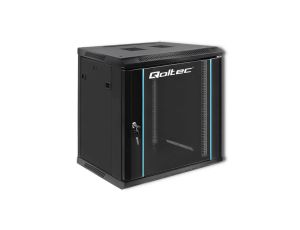 Qoltec Szafa RACK 19 12U 600 x 635 x 450 Hartowane drzwi Wisząca Stalowa obudowa Zamek Czarna
