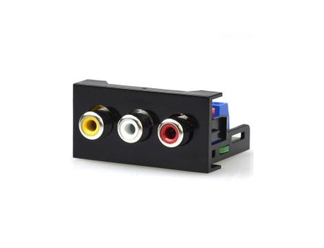 Moduł 1M 22,5x45 3x RCA szybkozłącze czarny Mediabox NEKU