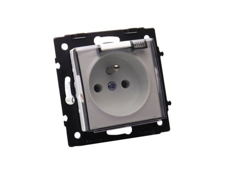 Gniazdo pojedyncze z uziemieniem z/u bez uszczelki z klapką IP44 białe 16A 250V - Argo 9009