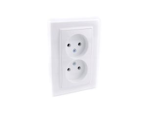 Gniazdo podwójne bez uziemienia b/u białe 16A 250V - Argo 9102