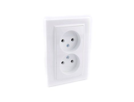 Gniazdo podwójne bez uziemienia b/u białe 16A 250V - Argo 9102