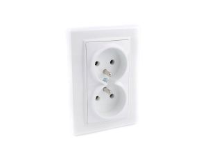 Gniazdo podwójne z uziemieniem z/u białe 16A 250V - Argo 9228