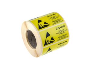 Etykieta ESD Żółty Papier, Tekst: Attention Observe Precautions For Handling Electrostatic Discharge Sensitive Device,