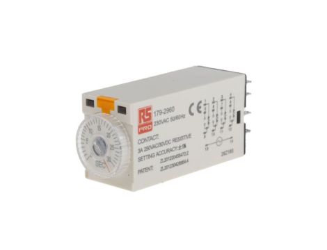 Przekaźnik czasowy zwłoczny jednofunkcyjny 1 → 30s 4PDT 4-stykowy 4PDT 230V ac