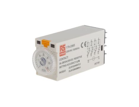 Przekaźnik czasowy zwłoczny jednofunkcyjny 1 → 30min 4PDT 4-stykowy 4PDT 230V ac