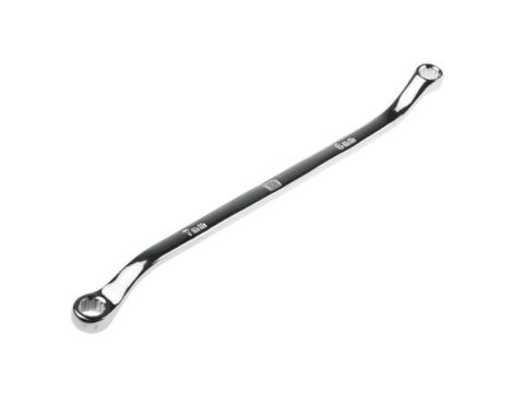 Klucz oczkowy odgięty, roz. 6 x 7 mm, dł. 165 mm, materiał: Stal chromowo-wanadowa, RS PRO