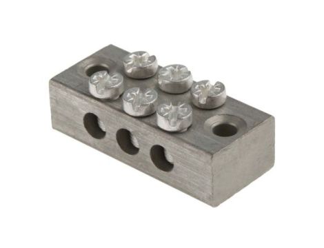 Listwa zaciskowa uziemienia, 0 → 16 AWG, l. żył: 3, zakończenie: Wkręcane, Mosiądz