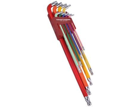 ZESTAW KLUCZY TRZPIENIOWYCH TORX KOLOROWE T10-T50