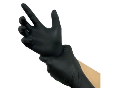 RĘKAWICE NITRYLOWE CZARNE GRIPPER L (100) - 4