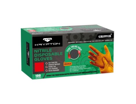 RĘKAWICE NITRYLOWE POMARAŃCZOWE GRIPPER M (100)