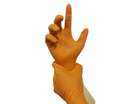 RĘKAWICE NITRYLOWE POMARAŃCZOWE GRIPPER M (100) - 2