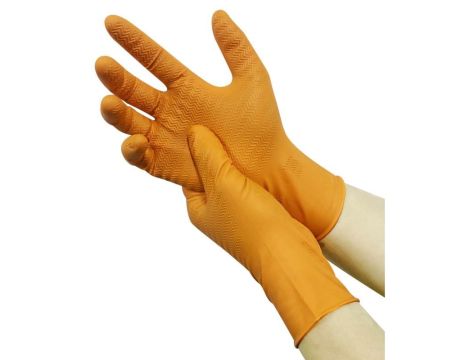 RĘKAWICE NITRYLOWE POMARAŃCZOWE GRIPPER M (100) - 3