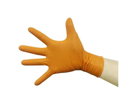RĘKAWICE NITRYLOWE POMARAŃCZOWE GRIPPER M (100) - 4
