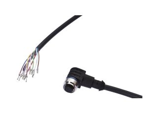 Kabel konfekcjonowany jednostrony złącze M12 żeńskie 12-PIN kątowe wolny koniec przewodu 12x0,14mm 5m IP67 30V 90stC VK500C21