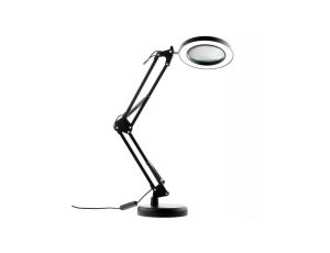 Lampka Biurkowa Kreślarska LED 7W CCT USB Ściemnialna LUCA Czarna 8x Szkło powiększające Lupa Lumiled