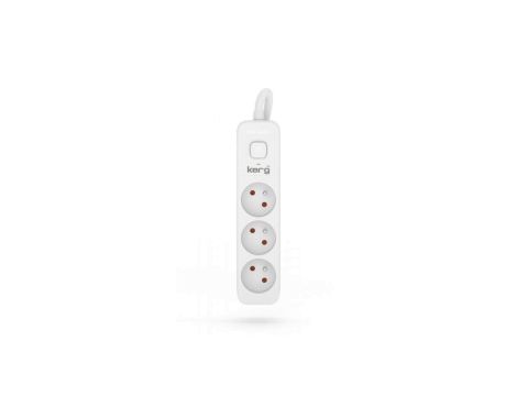 Przedłużacz KERG z wyłącznikiem-3 gniazda-biało-szary-10m-16A-H05VV-F-3x1,5mm2