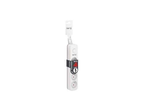 Przedłużacz KERG z wyłącznikiem-4 gniazda-biało-szary-5m-10A-H05VV-F-3x1,0mm2