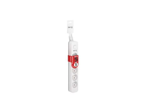 Przedłużacz KERG z wyłącznikiem-5 gniazd-biało-szary-5m-16A-H05VV-F-3x1,5mm2