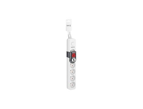 Przedłużacz KERG z wyłącznikiem-6 gniazd-biało-szary-5m-10A-H05VV-F-3x1,0mm2
