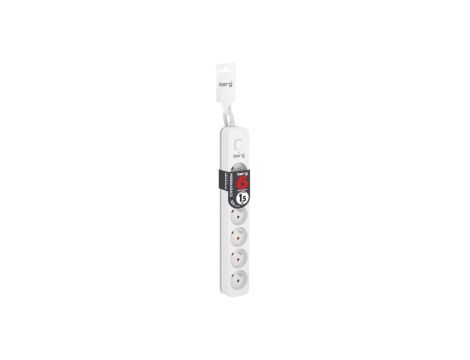 Przedłużacz KERG z wyłącznikiem-6 gniazd-biało-szary-1,5m-10A-H05VV-F-3x1,0mm2